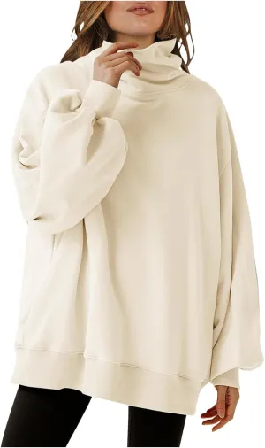 Oversized Sweatshirt For Women Fall Fashion 2024 Casual Solid Cowl Neck Pullover Tops Long Sleeve y2k Hoodies