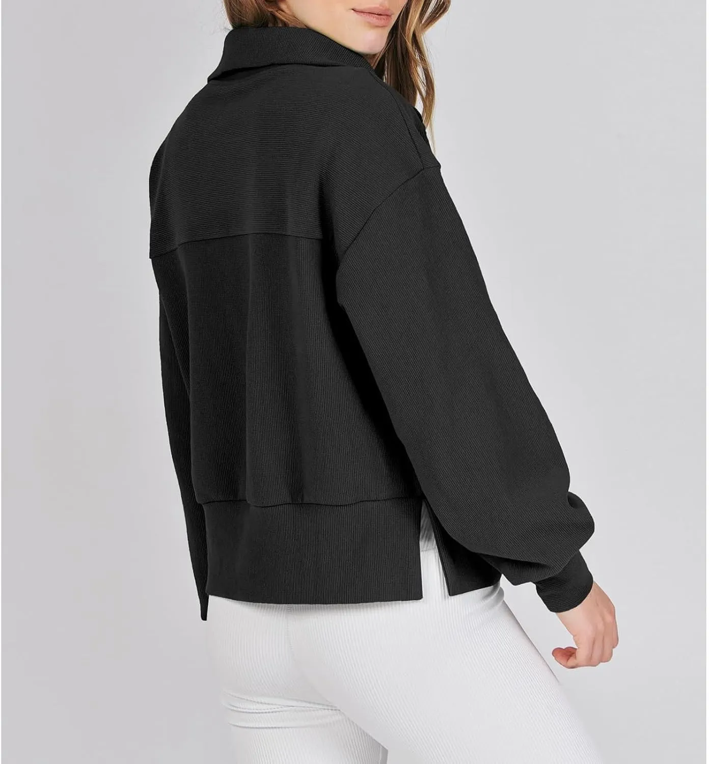Oversized Sweatshirt for Women Half Zip Up Hoodies Long Sleeve Quarter Zipper Pullover Fall Y2k Tops 2024