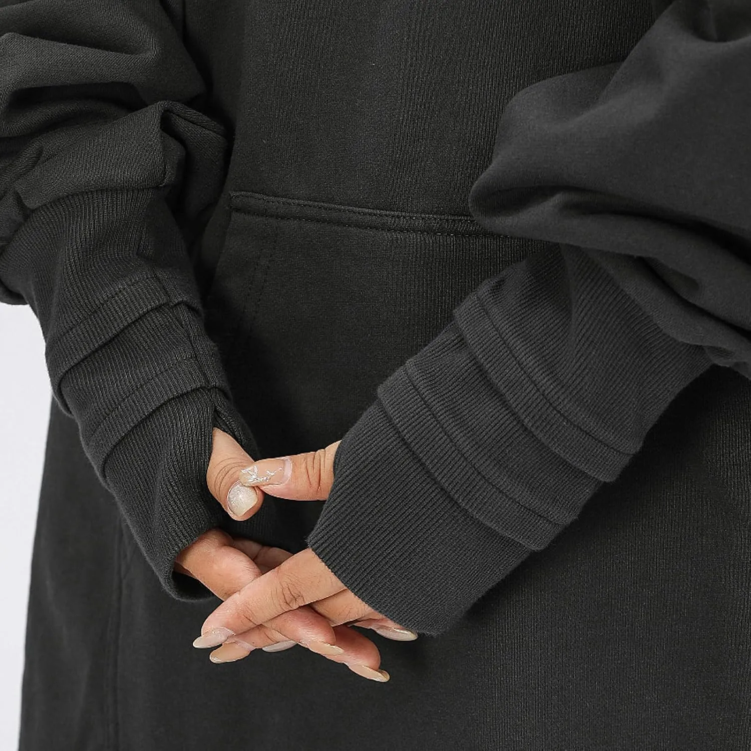 Oversized Washed Hoodie Men Thumb Holes Hooded Sweatshirt Women Pullover Streetwear Vintage
