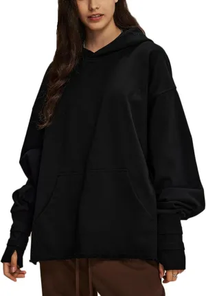 Oversized Washed Hoodie Men Thumb Holes Hooded Sweatshirt Women Pullover Streetwear Vintage