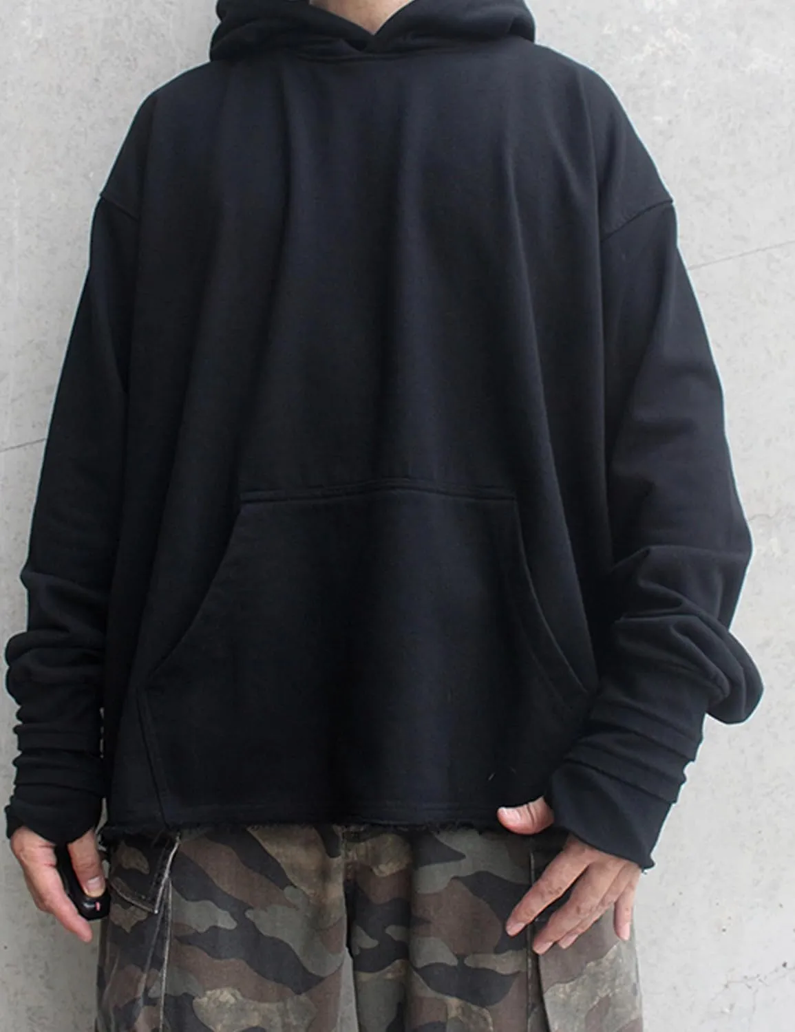Oversized Washed Hoodie Men Thumb Holes Hooded Sweatshirt Women Pullover Streetwear Vintage
