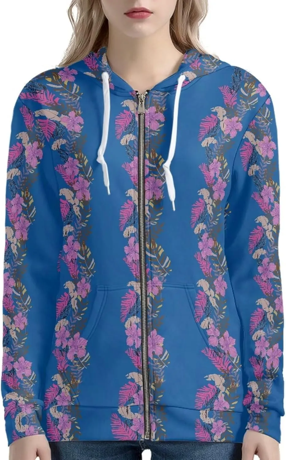 Pacific Island Art Tribal Zip Up Hoodie for Women Casual Polynesian Samoan Traditional Hooded Sweatshirt Jacket