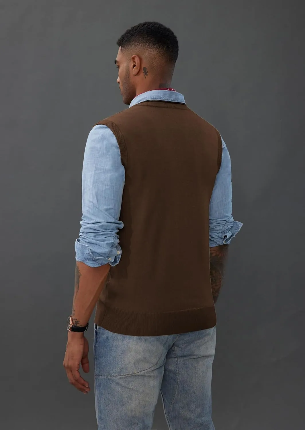PJ PAUL JONES Mens Sweater Vest Wool Blended Knitted Vest Sweaters V-Neck Sleeveless Pullover Vests