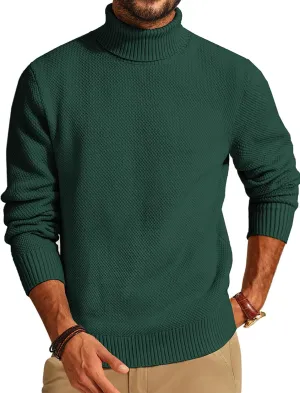 PJ PAUL JONES Men's Turtleneck Sweaters Knitted Casual Textured Pullover Sweater