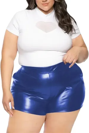 Plus Size Women Summer Shorts Sexy Matte PU Leather Bodycon Hot Pants Party Music Festival Elastic Shorts