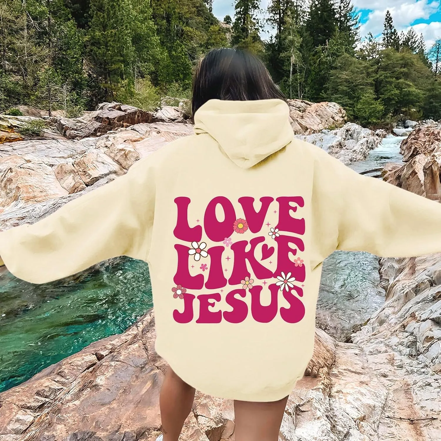 Preppy Hoodies Womens Hoodie Fall Graphic Long Sleeve Drawstring Hooded Pocket Pullover Sweatshirts