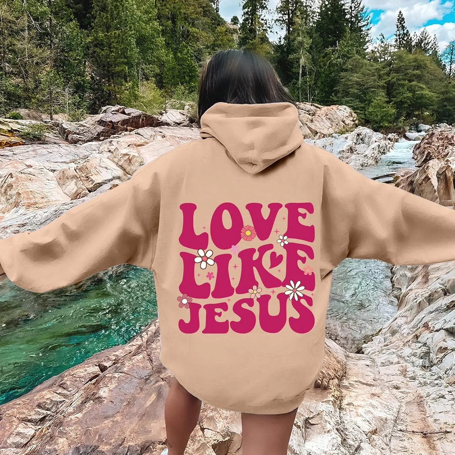 Preppy Hoodies Womens Hoodie Fall Graphic Long Sleeve Drawstring Hooded Pocket Pullover Sweatshirts