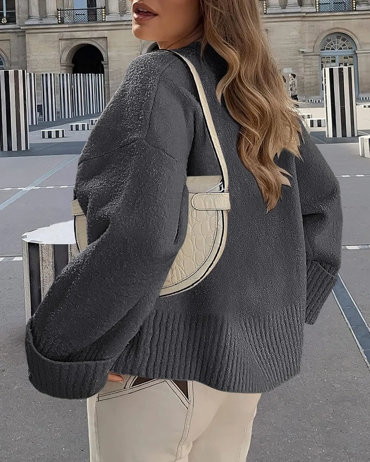 PRETTYGARDEN Women's Fall Oversized Sweaters Casual Crewneck Pullover Long Sleeve Fuzzy Chunky Knit Tops Blouse