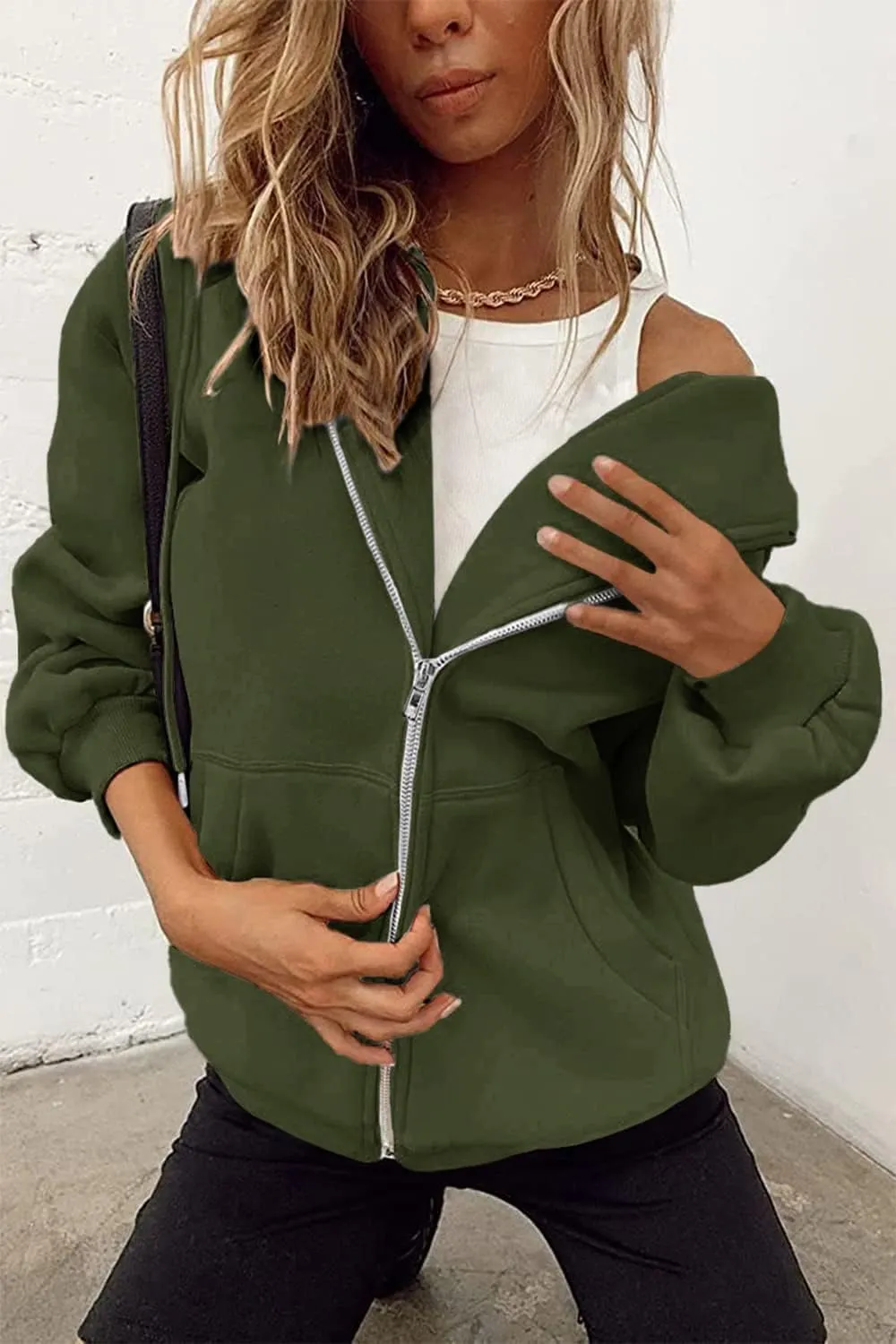 PRETTYGARDEN Women's Zip Up Y2K Hoodies Casual Long Sleeve Track Jackets with Pockets