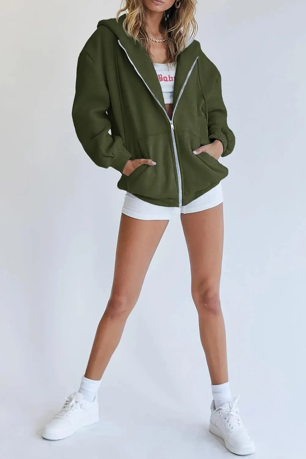 PRETTYGARDEN Women's Zip Up Y2K Hoodies Casual Long Sleeve Track Jackets with Pockets