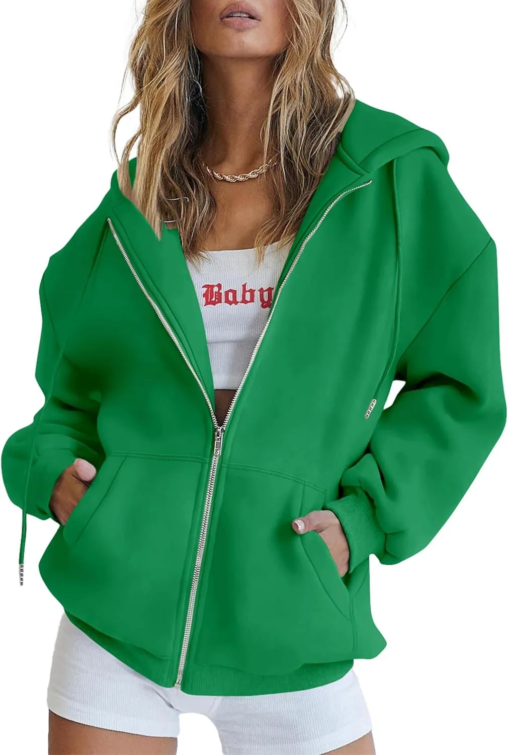 PRETTYGARDEN Women's Zip Up Y2K Hoodies Casual Long Sleeve Track Jackets with Pockets
