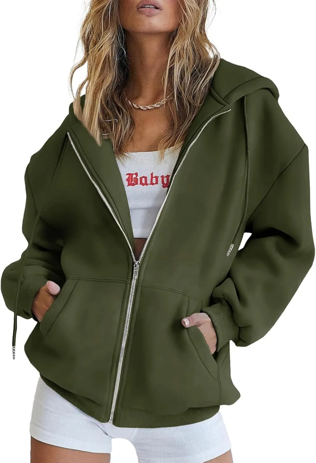PRETTYGARDEN Women's Zip Up Y2K Hoodies Casual Long Sleeve Track Jackets with Pockets