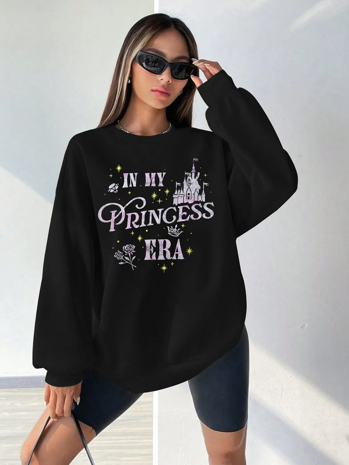 Princess Shirts for Women in My Princess Era Graphic Sweatshirt Retro Magic Castle Tee Family Vacation Long Sleeve Tops