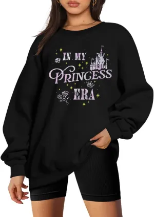 Princess Shirts for Women in My Princess Era Graphic Sweatshirt Retro Magic Castle Tee Family Vacation Long Sleeve Tops