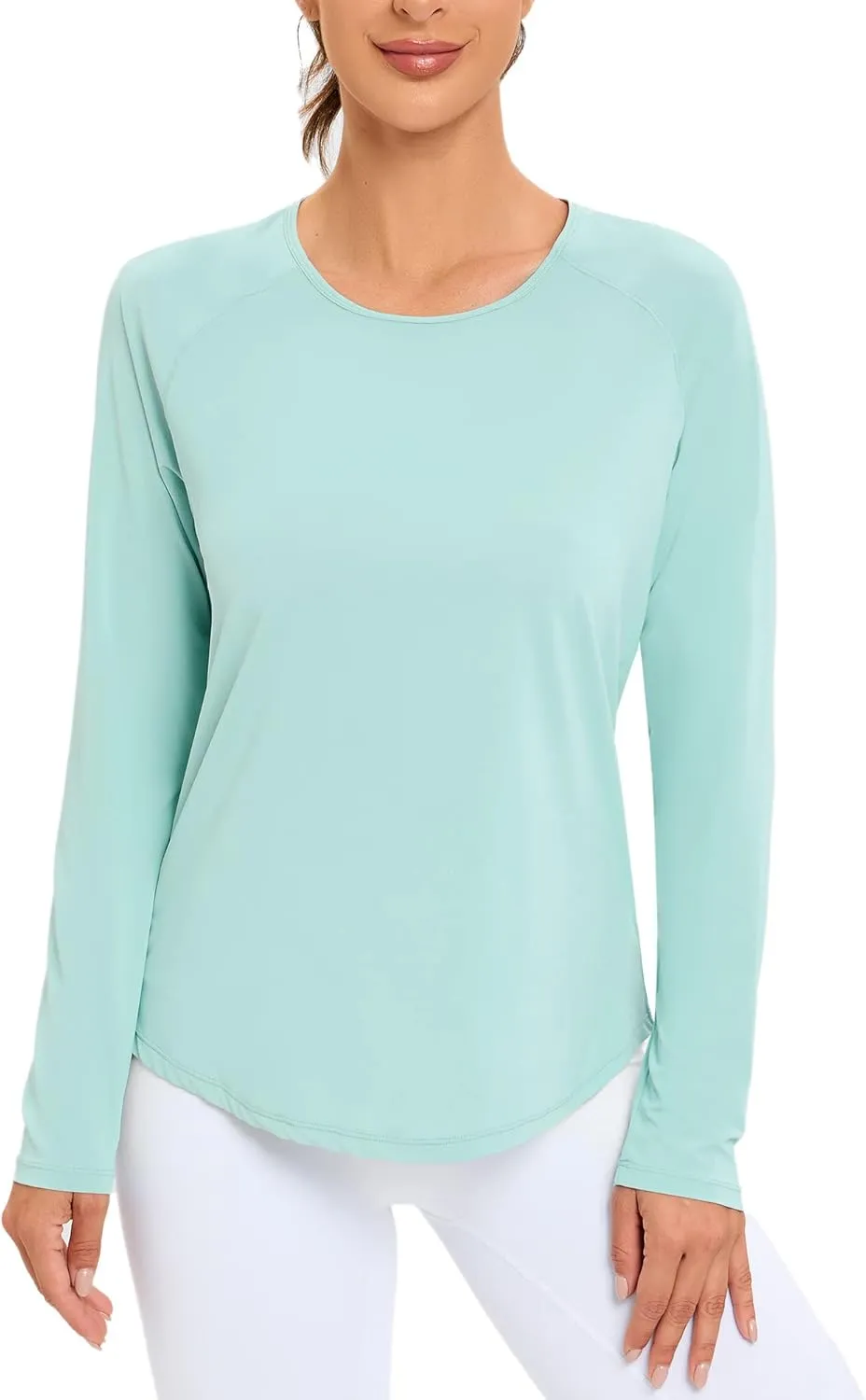 Promover Women's UPF 50  Workout Shirts Sun Protection Quick Dry Long Sleeve Scoop Neck Yoga Activewear Plain Tee Tops