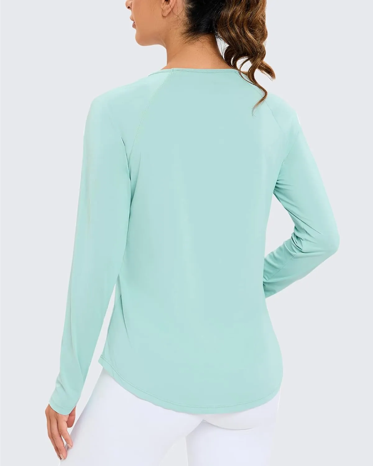 Promover Women's UPF 50  Workout Shirts Sun Protection Quick Dry Long Sleeve Scoop Neck Yoga Activewear Plain Tee Tops