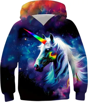 RAISEVERN Kids Hooded Sweatshirt 3D Pullover Hoodie for Girls Boys with Pocket for 6-16 Years