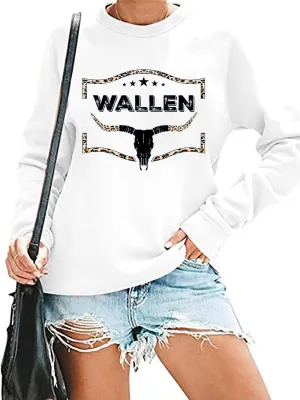 RFBIQI Cowboys & Beer Sweatshirt Women Country Music Shirt Funny Drinking Pullover Top Casual Crew Neck Long Sleeve Rodeo Tee