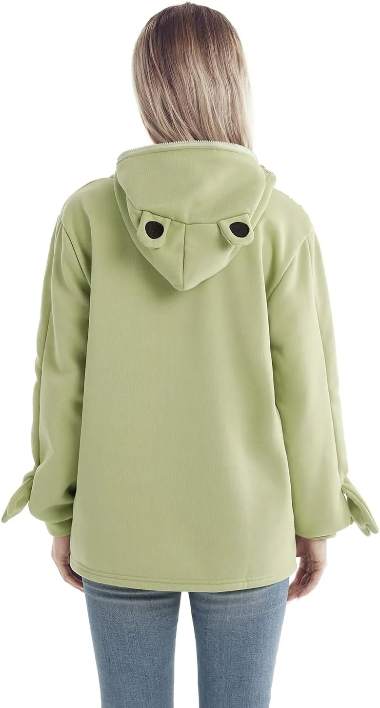 RGOSME Frog Hoodie Teen Girls Cute Oversized Graphic Hoodies Women Sweatshirt Cosplay Costume Pullover Tops