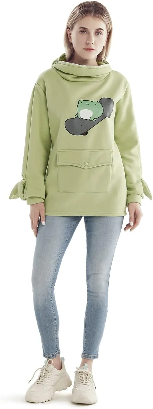 RGOSME Frog Hoodie Teen Girls Cute Oversized Graphic Hoodies Women Sweatshirt Cosplay Costume Pullover Tops