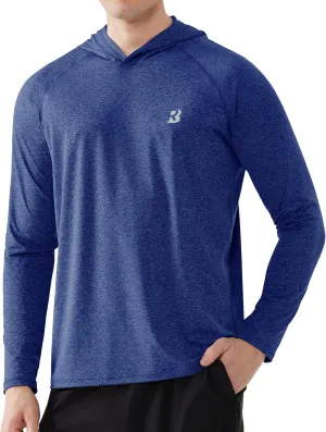 Roadbox Men's UPF 50  Fishing Shirts, Long Sleeve UV Sun Protection SPF Hoodie, Quick Dry Swim Rash Guard for Outdoor Hiking
