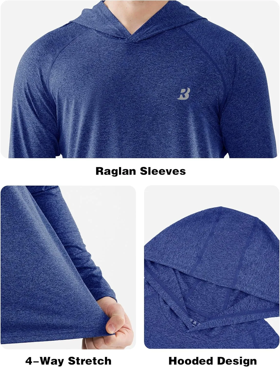 Roadbox Men's UPF 50  Fishing Shirts, Long Sleeve UV Sun Protection SPF Hoodie, Quick Dry Swim Rash Guard for Outdoor Hiking