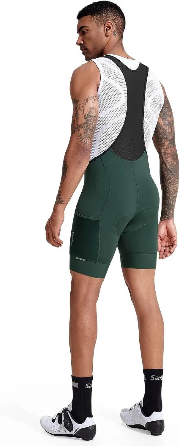 Santic Men's Cycling Bibs Shorts Cycle Wear Tights 4D Padded Road Bike Bicycle Shorts with Pocket