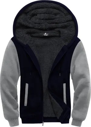SCODI Hoodies for Men Heavyweight Fleece Sweatshirt - Full Zip Up Thick Sherpa Lined Hooded Jacket