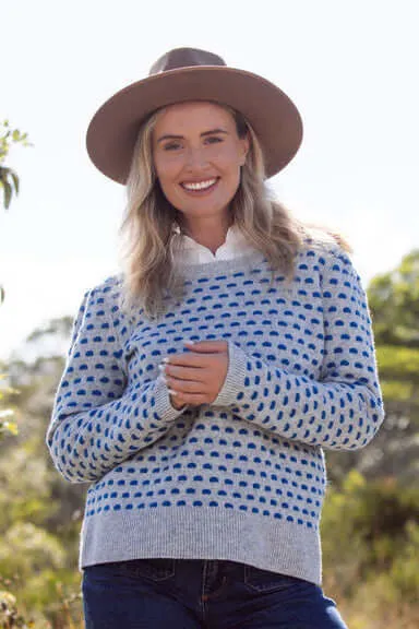 See Saw Australian Wool Spotty Sweater in Silver Ocean