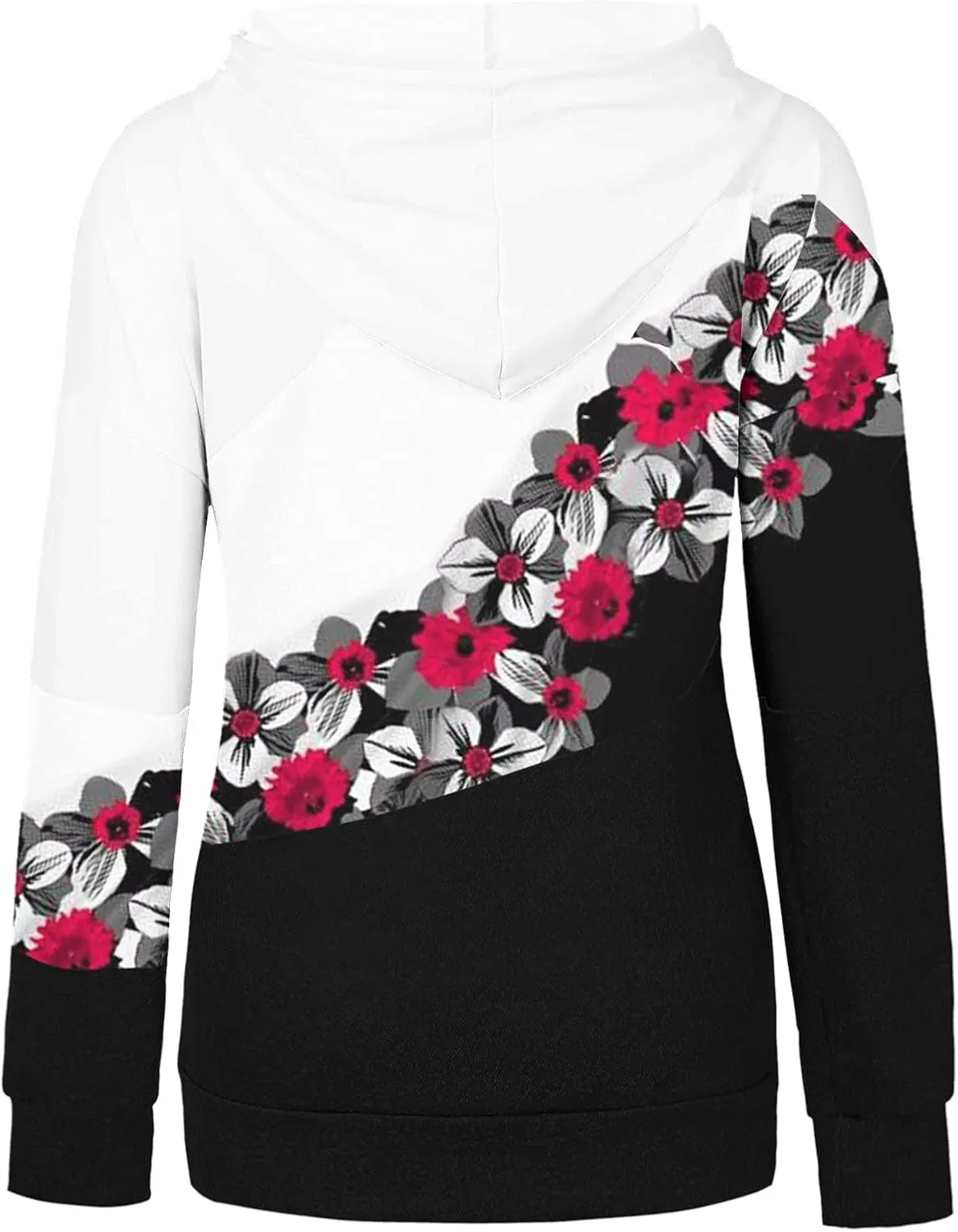 SHAOBGE Sweatshirts Baggy Women's Patchwork Floral Printed Sweatshirts Hoodie Casual Long Sleeve Women Hooded Sweatshirt