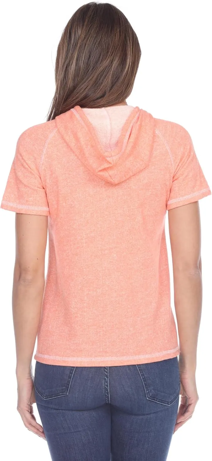 Short Sleeve Zip Hoodie Women Cotton Blend Hoodie Zip Up Pocket Short Sleeve JacketComfortable for Everyday Wear
