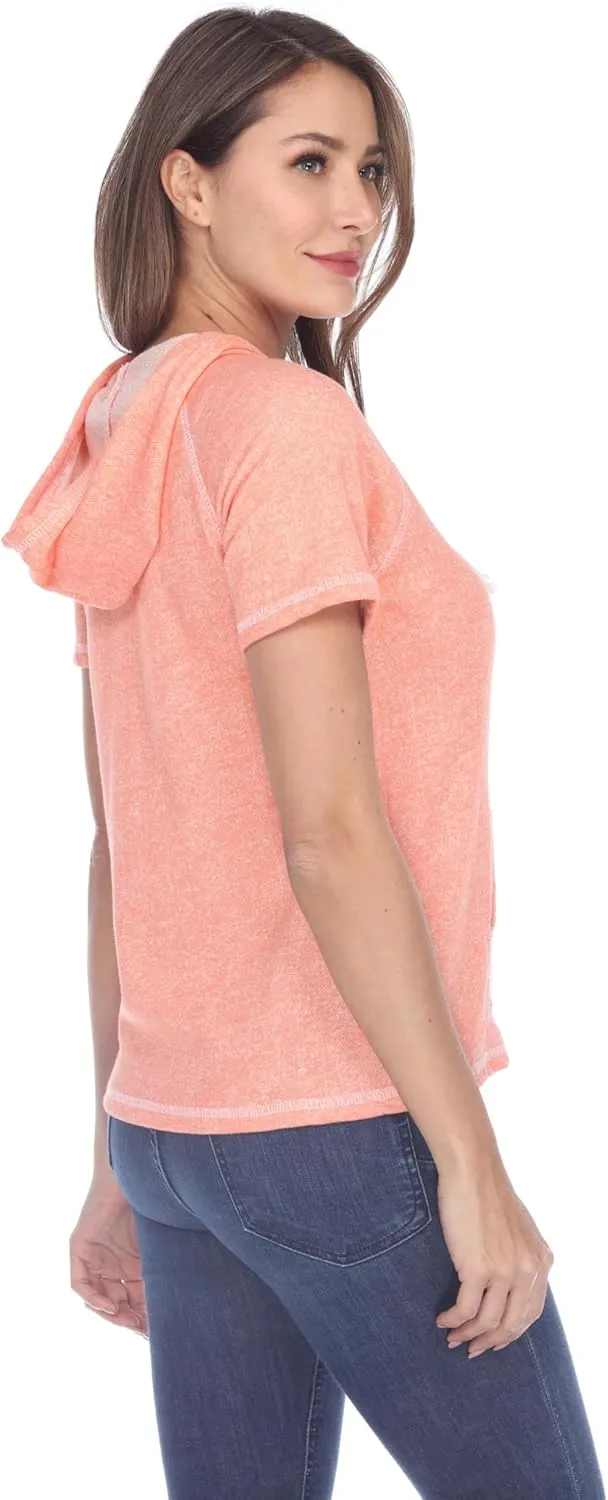 Short Sleeve Zip Hoodie Women Cotton Blend Hoodie Zip Up Pocket Short Sleeve JacketComfortable for Everyday Wear
