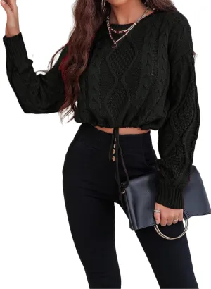 SISKIN Cropped Sweater for Women Fall,Long Sleeve Crop Top Women,Cable Knit Sweater Women,Fall Sweaters for Women Trendy