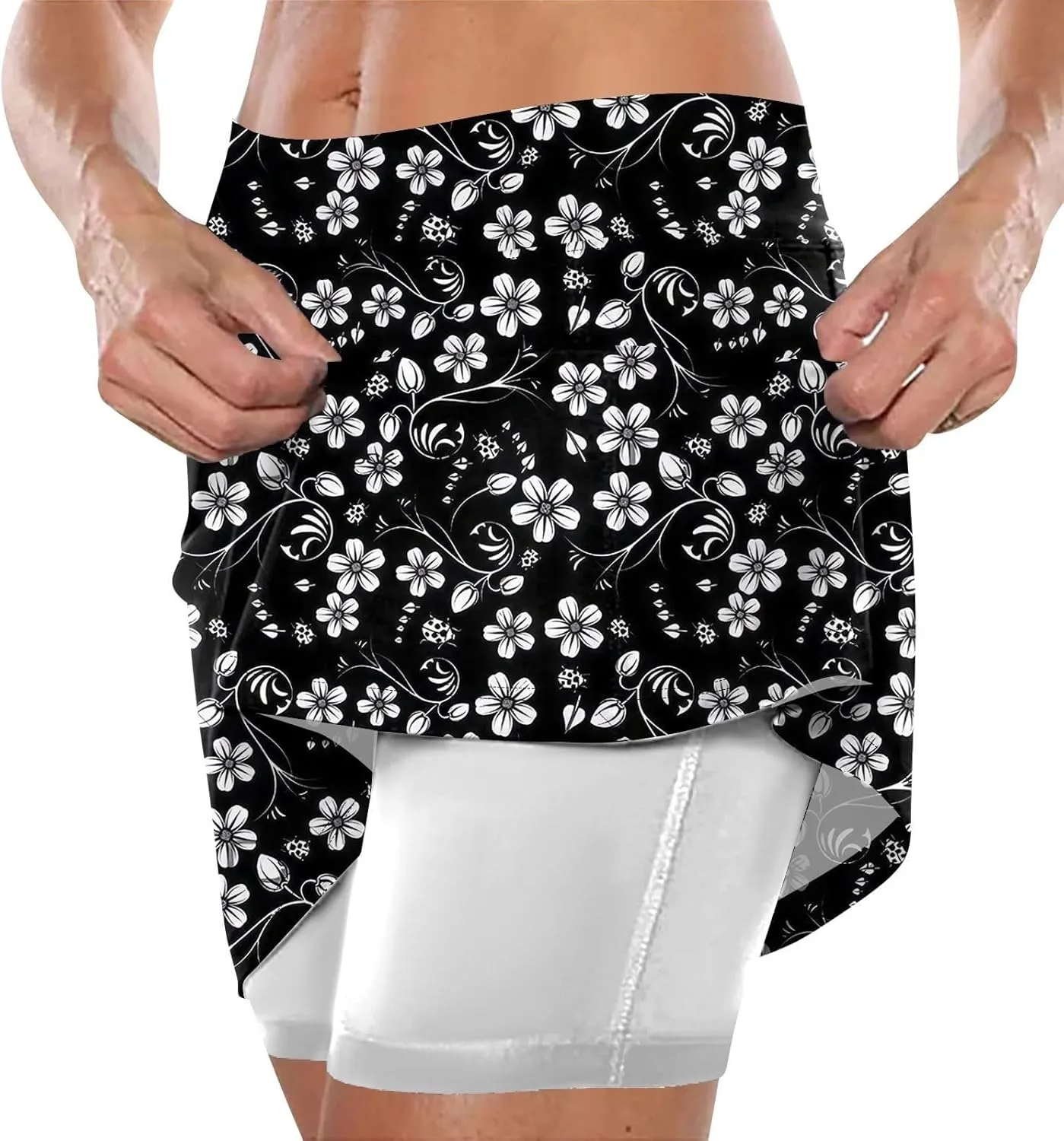 Skorts for Women Dressy Casual with Pockets Floral Print Plus Size Athletic Yoga Shorts Mini Tennis Skirt 2025