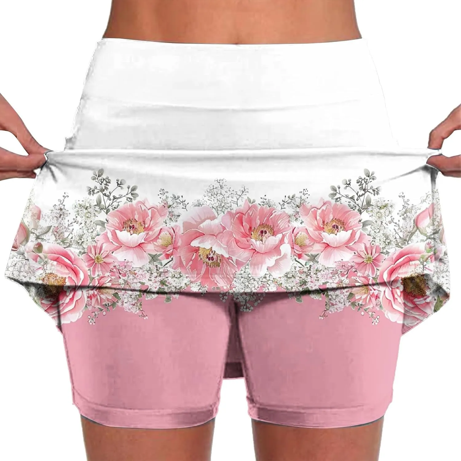 Skorts for Women Tummy Control High Waist Athletic Tennis Golf Skirts Comfy Lightweight Workout Running Biker Shorts