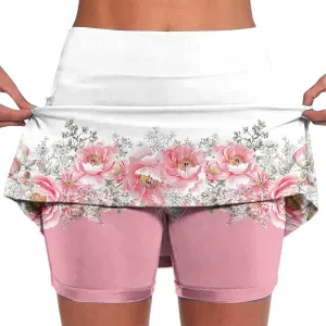 Skorts for Women Tummy Control High Waist Athletic Tennis Golf Skirts Comfy Lightweight Workout Running Biker Shorts