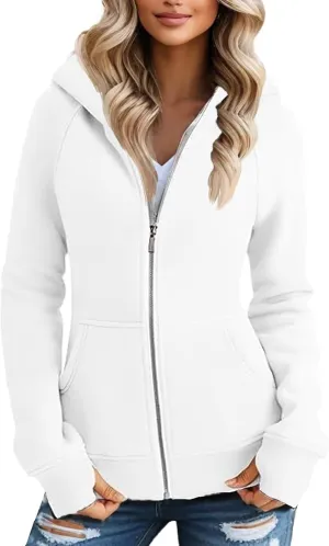 slqdgmryz Womens Zip Up Hoodies Winter Fleece Jacket Althletic Oversized Hooded Sweatshirt Plain Y2k Hoodie with Pockets