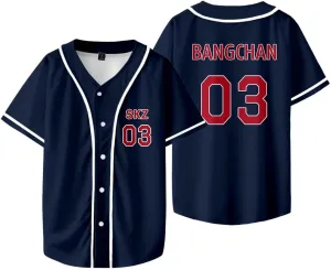 Stray Kids Chaotic SKZ Baseball Team Jersey Shirts V-Neck Short Sleeve Tee Women Men Streetwear Tops