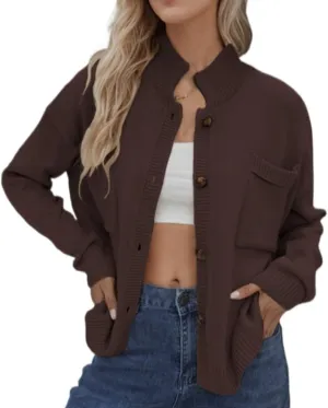 Sumleno Long Sleeve Cardigan Sweaters for Women Button Down Tops Vintage Grandpa Aesthetic Grunge Fall Winter Outfits