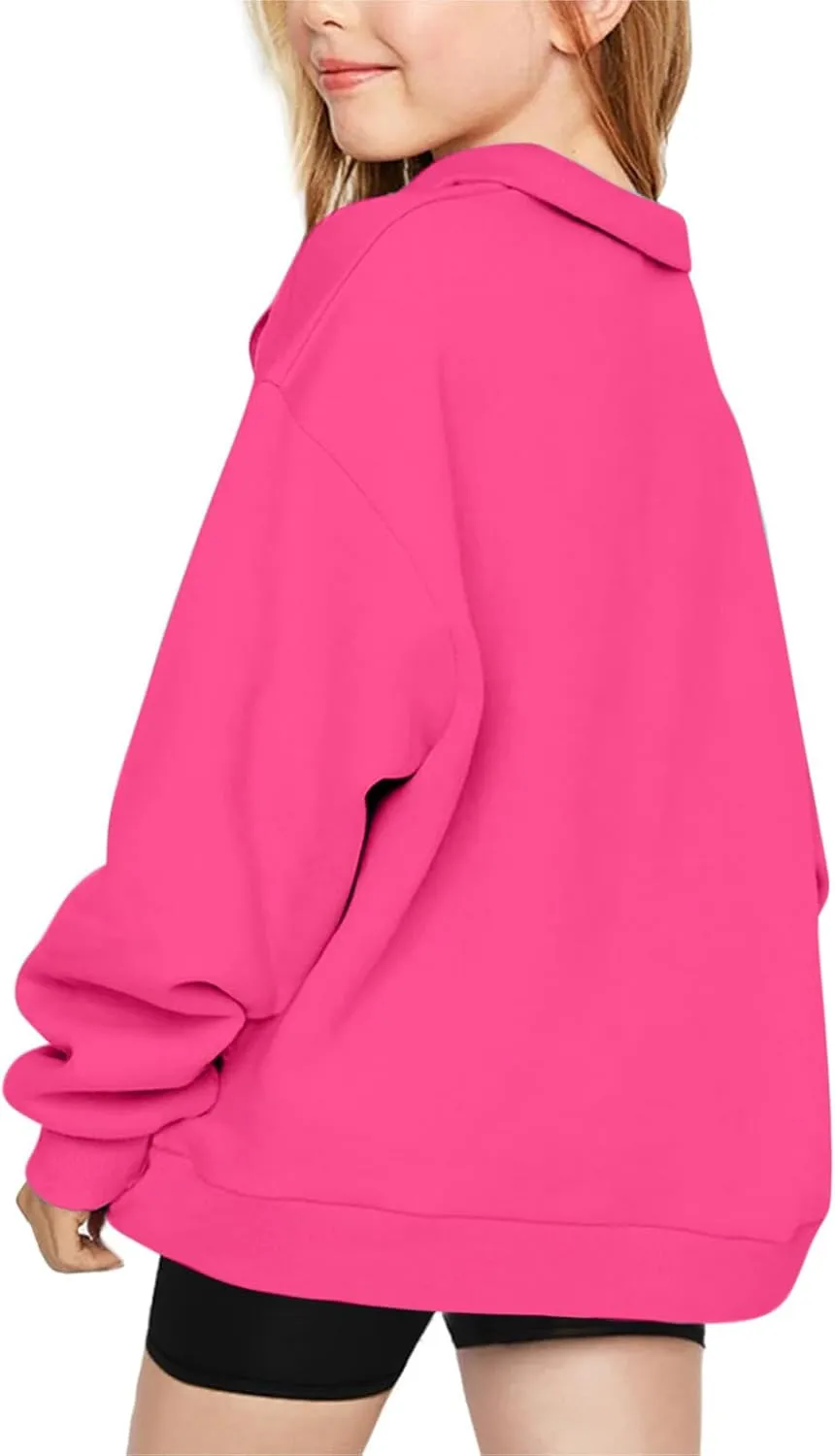 Sweatshirts for Girls Quarter Zip Pullover Long Sleeve Fleece Lined Tops Oversized Crewneck Sweatshirt Preppy Clothes