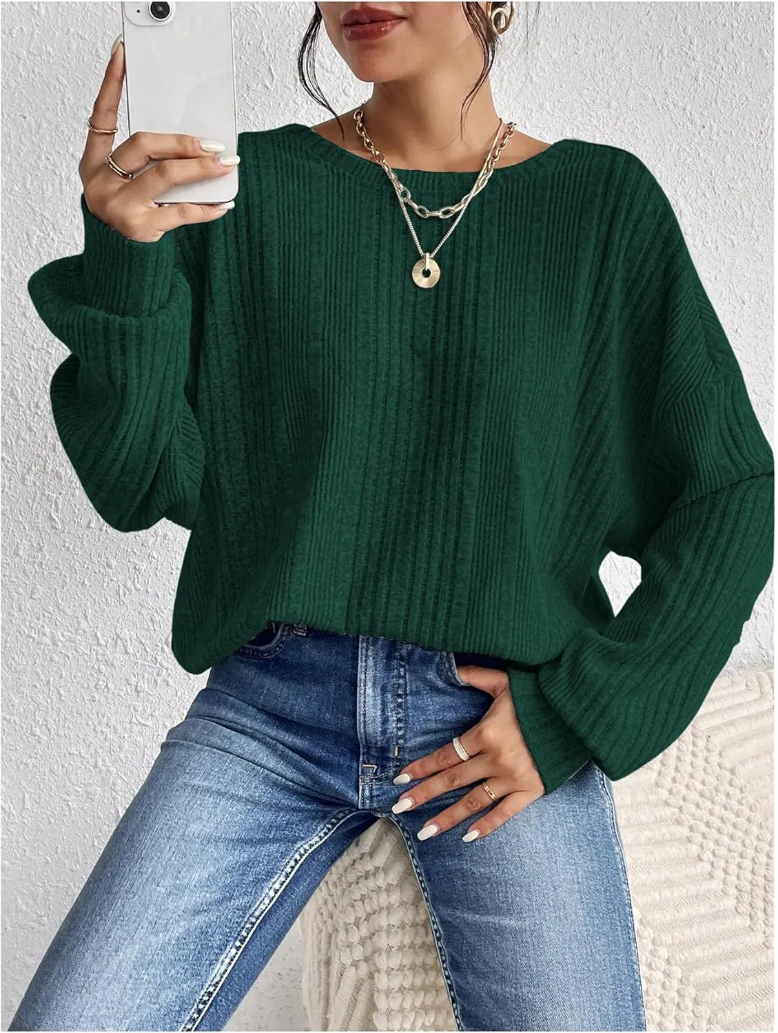 SweatyRocks Women's Criss Cross Round Neck Pullover Sweaters Long Sleeve Loose Cut Out Back Knit Tee Tops Backless Shirts