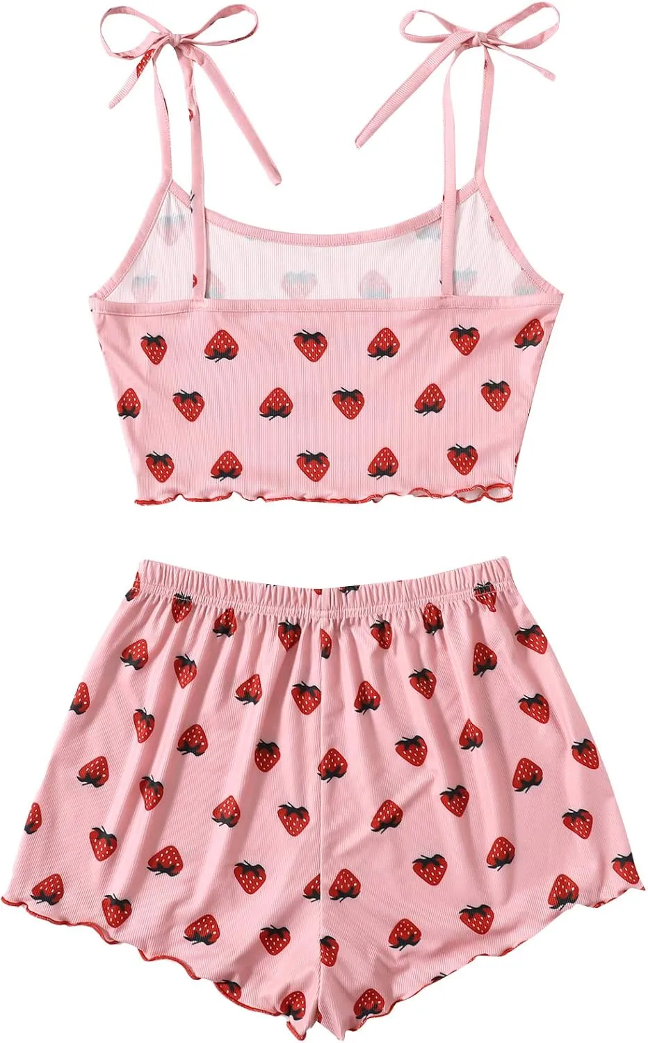 SweatyRocks Women's Summer Strawberry Print Cami Top and Shorts Sleepwear Pajamas Set