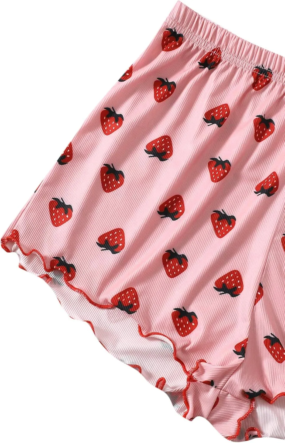 SweatyRocks Women's Summer Strawberry Print Cami Top and Shorts Sleepwear Pajamas Set