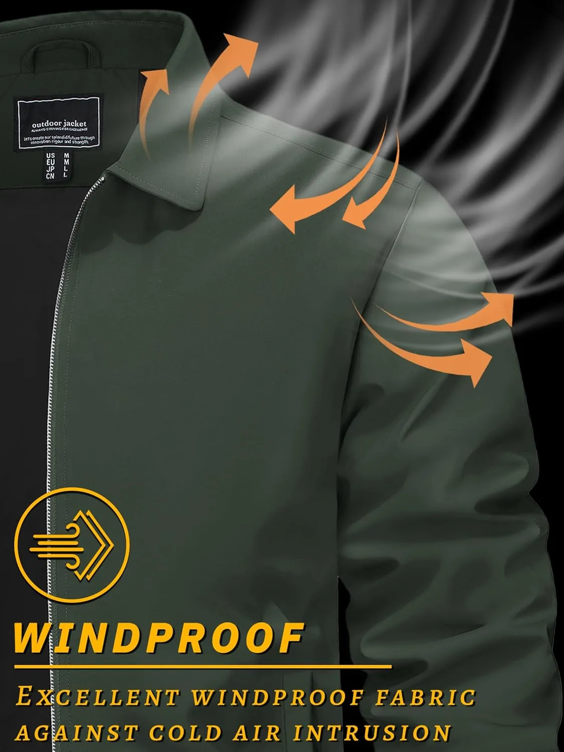 TACVASEN Mens Lightweight Windbreaker Full Zip Up Laydown Collar Jackets Light Casual Coat with Zip Pockets