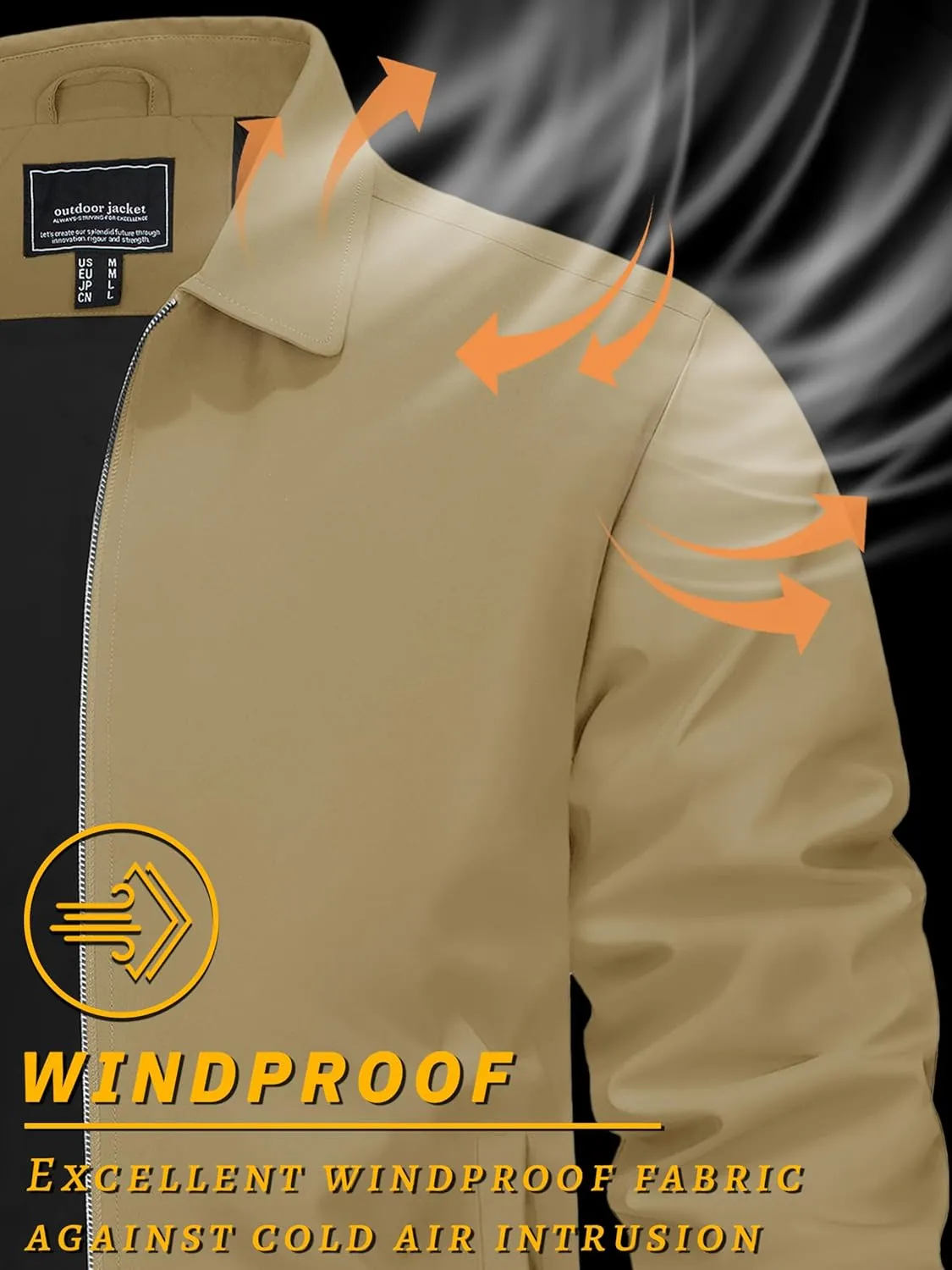 TACVASEN Mens Lightweight Windbreaker Full Zip Up Laydown Collar Jackets Light Casual Coat with Zip Pockets