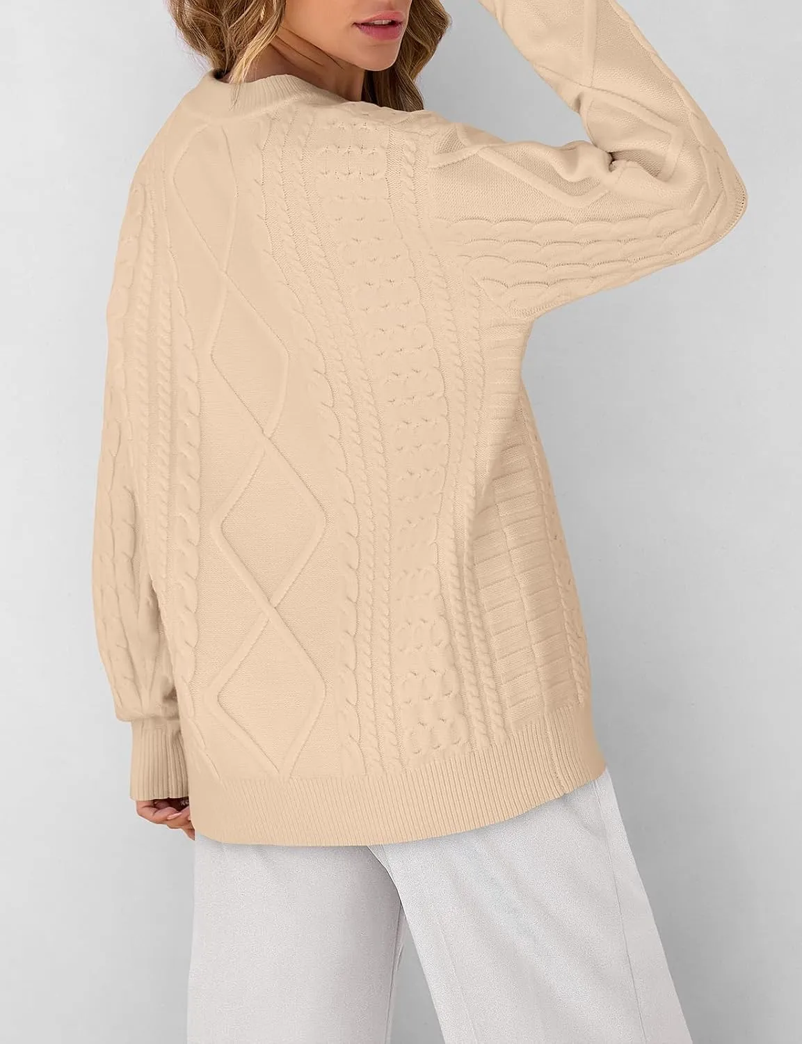 TARSE Womens Oversized Sweater Cable Knit Unisex Vintage Chunky Pullover Sweater Baggy Loose Fall Winter