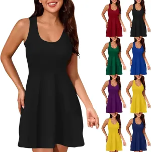 Tennis Short Dress for Women Summer Summer Slim Sleeveless Dresses Tummy Control Cute Workout Dress