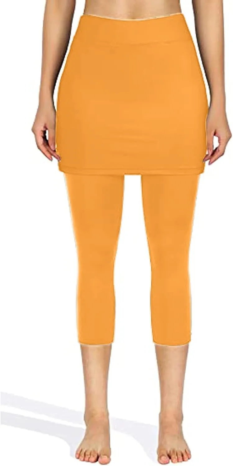 Tennis Skirted Leggings with Pockets for Women Active Skort Athletic Ruffle Pleated Golf Skapri with Skirt 2025