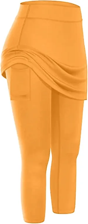 Tennis Skirted Leggings with Pockets for Women Active Skort Athletic Ruffle Pleated Golf Skapri with Skirt 2025