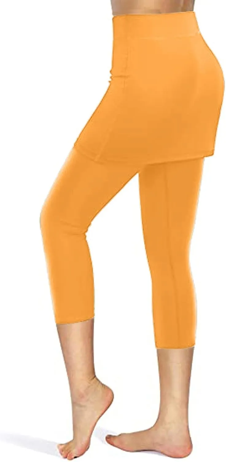 Tennis Skirted Leggings with Pockets for Women Active Skort Athletic Ruffle Pleated Golf Skapri with Skirt 2025